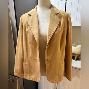 Women's Tan Faux Suede Blazer Size 8 Camel Beige